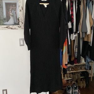 H&M Black balloon sleeve Ribbed Sweater Dress
